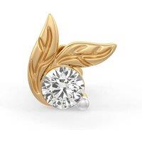 Cervin Blanc Women's 18ct Yellow Gold 0.08ct Diamond Leaf Earring Threaded Piercing