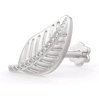 Cervin Blanc Women's 18ct White Gold Diamond Leaf Nose Stud Threaded Piercing in Silver