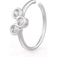 Cervin Blanc Women's Skinny Trilogy Diamond Nose Hoop Ring 18ct White Gold in Silver