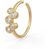 Cervin Blanc Women's Skinny Diamond Bubble Nose Hoop Ring in 18ct Yellow Gold