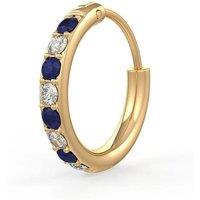 Cervin Blanc Women's Skinny Diamond Sapphire Nose Hoop in 18ct Yellow Gold Gemstone Ring
