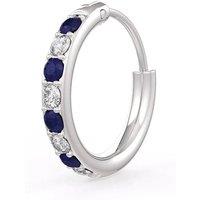 Cervin Blanc Women's Skinny Diamond Sapphire Nose Hoop in 18ct White Gold Gemstone Ring in Silver