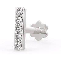 Cervin Blanc Women's 18ct White Gold Diamond Eternity Bar Nose Stud Threaded Piercing in Silver