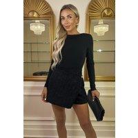 AX Paris Women's Black Sparkle Tweed 2 in 1 Long Sleeve Playsuit | Size: 8