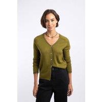 Weird Fish Women's Maddis Fine Knit Tipped Cardigan in Dark Green | Size: 10