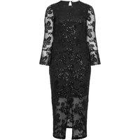 Yours Women's Sequin Mesh Dress in Black | Size: 20
