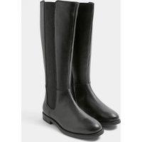Evans Women's Leather Knee High Riding Boots In Wide E & Extra Wide EEE Fit in Black | Size: 5E