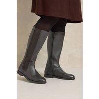 Evans Women's Leather Knee High Riding Boots In Wide E & Extra Wide EEE Fit in Brown | Size: 9E