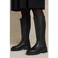 Evans Women's Platform Wedge Knee High Boots In Wide E & Extra Wide EEE Fit in Black | Size: 9E