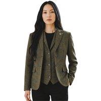 Infinity Leather Women's 2 Piece Check Formal Tweed Blazer & Waistcoat Set - TPSTZ-7 in Olive | Size: 12