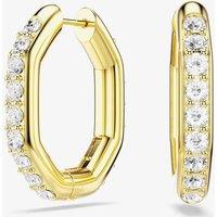 Swarovski Women's Dextera Gold Tone Plated White Crystal Octagon Hoop Earrings 5724584