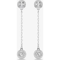 Swarovski Women's Una Rhodium Plated Round White Crystal Drop Earrings 5732273 in Silver