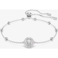 Swarovski Women's Una Rhodium Plated Round White Crystal Bead Toggle Bracelet 5733196 in Silver