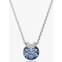 Swarovski Women's Bella Rhodium Plated Round Blue Crystal Pendant Necklace 5734232 | Size: 43 cm