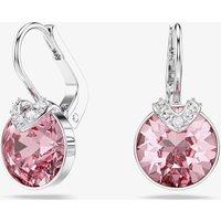 Swarovski Women's Bella Rhodium Plated Pink Crystal V Drop Earrings 5734235