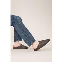 Moshulu 'Douglas 4' Men's Leather Mule Slippers in Brown | Size: 11.5