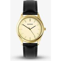 Sekonda Men's Evans Gold Dial Black Leather Strap Watch 30253