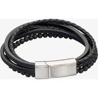 Fred Bennett Men's Reborn Leather & Lava Beads Multi Row Bracelet B5318 in Black