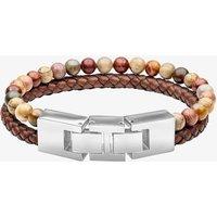 Fred Bennett Men's Red Turquoise Brown Leather Bracelet B5636