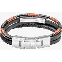 Fred Bennett Men's Red Jasper Onyx Multi Layer Leather Bracelet B5637