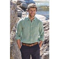 WoolOvers Men's Classic Style Linen Shirt in Pale Green | Size: Large