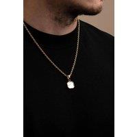 Outrage London Men's 18K Gold Personalised Moonstone Pendant Cuban Necklace | Size: 18 inches