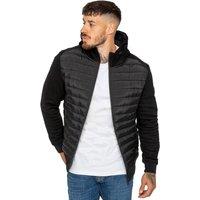 Enzo Men's Hooded Quilted Hybrid Jacket in Black | Size: Medium