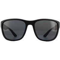 Prada Sport Men's Rectangle Black Rubber Grey Sunglasses