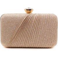 Kitise Women's Large Diamanti Clasp Half Pleated Clutch Evening Bag in Gold