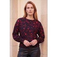 Roman Women's Abstract Print Shirred Hem Top in Red | Size: 10