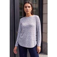 Roman Women's Round Hem Button Top in Blue | Size: 10