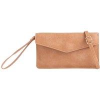 Bags of Joy Women's Faux Leather Envelope Wristlet Bag in Camel
