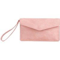 Bags of Joy Women's Faux Leather Envelope Wristlet Bag in Pink