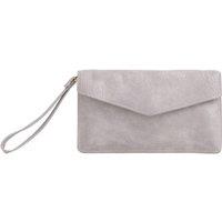 Bags of Joy Women's Faux Leather Envelope Wristlet Bag in Grey
