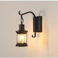 Pheashine Black Industrial Wall Lantern, Metal Glass E27 for Porch Hallway