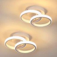 Pheashine White Double Rings LED Ceiling Light, 22W 3000K Warm White 2 Pack