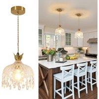 Pheashine French Vintage Crystal Pendant Light, Gold D20H150cm E27 Warm Light