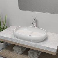 Berkfield Home Bathroom Basin with Mixer Tap Ceramic Oval White