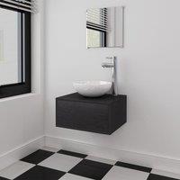 Berkfield Home Three Piece Bathroom Furniture & Basin Set Black