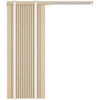 Vente-unique Sliding Door With Pocket Door System In Wood & Striped MDF - H205 X in Light Oak