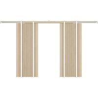 Vente-unique Double Sliding Door With Pocket Door System In Wood & Striped MDF in Light Oak