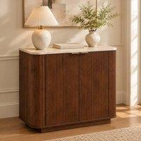 STILVORA 2 Door Storage Cabinet with Fluted Fronts in Walnut