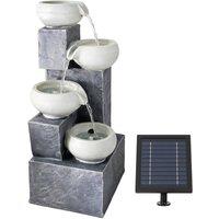 Gardenwize Solar 4 Tier Tabletop Water Feature with LED Lights in Grey