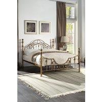 SlumberWorx Letchworth Vintage Victorian Style Antique Metal Bed Frame w 15cm Comfort Foam Mattress in Bronze | Size: Double