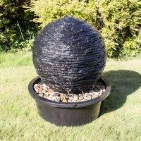 Primrose Water Feature Torver Slate Effect Sphere Lights Self Contained H50cm in Dark Grey