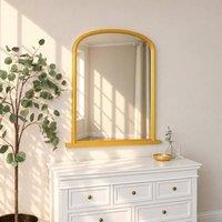 Melody Maison Large Metallic Gold Arched Overmantle Wall Mirror - 88cm X 99cm | Size: 88 cm X 99 cm