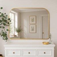Melody Maison Large Gold Curved Arched Wall Mirror - 110cm X 90cm | Size: 110 cm X 90 cm