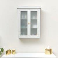 Melody Maison Grey Frosted Glass Fronted Wall Cabinet 75cm X 57cm in White | Size: 75 cm X 57 cm