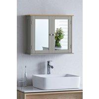 Home Discount Bath Vida Priano 2 Door Mirrored Wall Mounted Cabinet With Shelves Bathroom Storage 470 x 570 x 180 mm in Grey