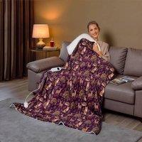 Eldo Printed Fleece Heated Electric Over Blanket, L180cm in Burgundy